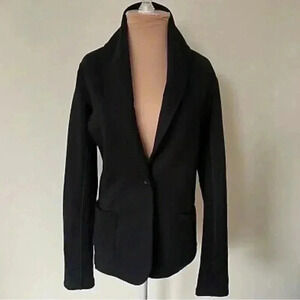 Standard James Perse Black Stretch Cotton One Button Knit Blazer Size 2 Small